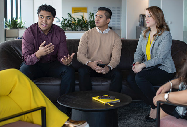 Employees having a discussion